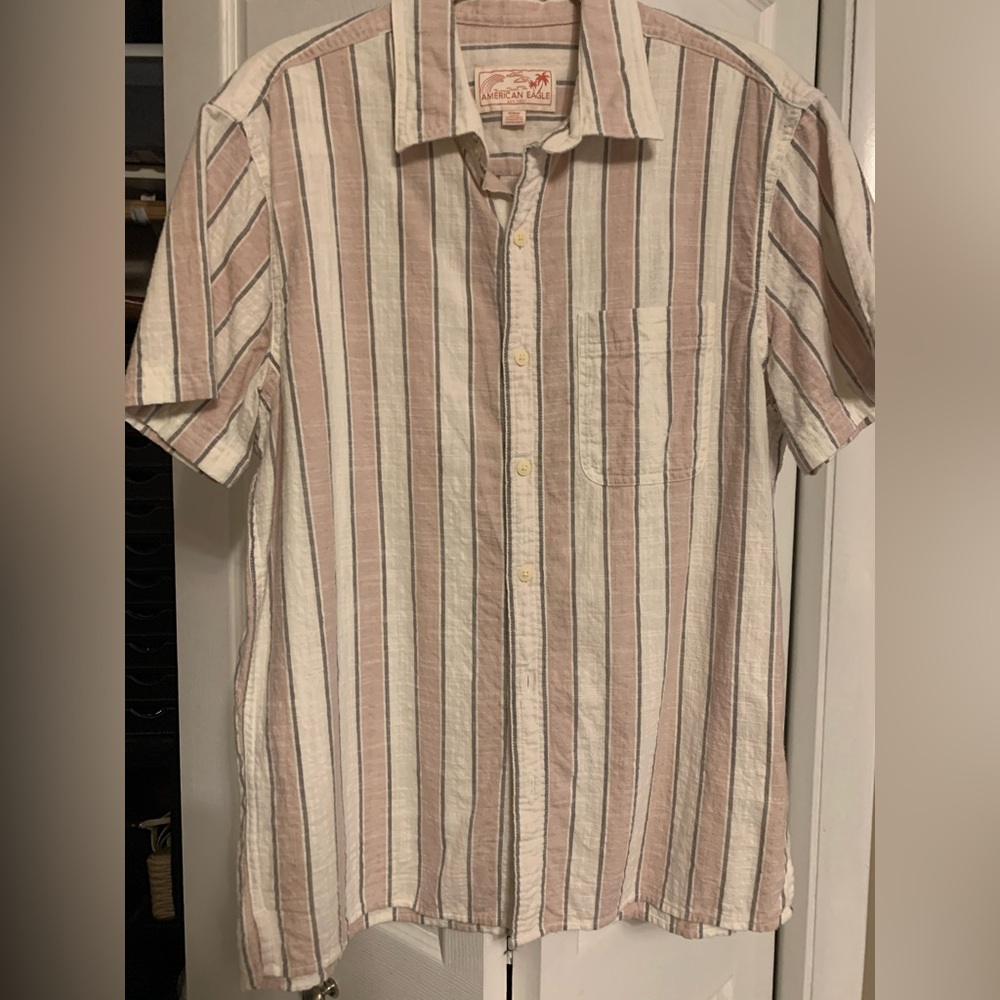 American Eagle Mens Short Sleeve Button Down Shirt, Medium, Great Condition